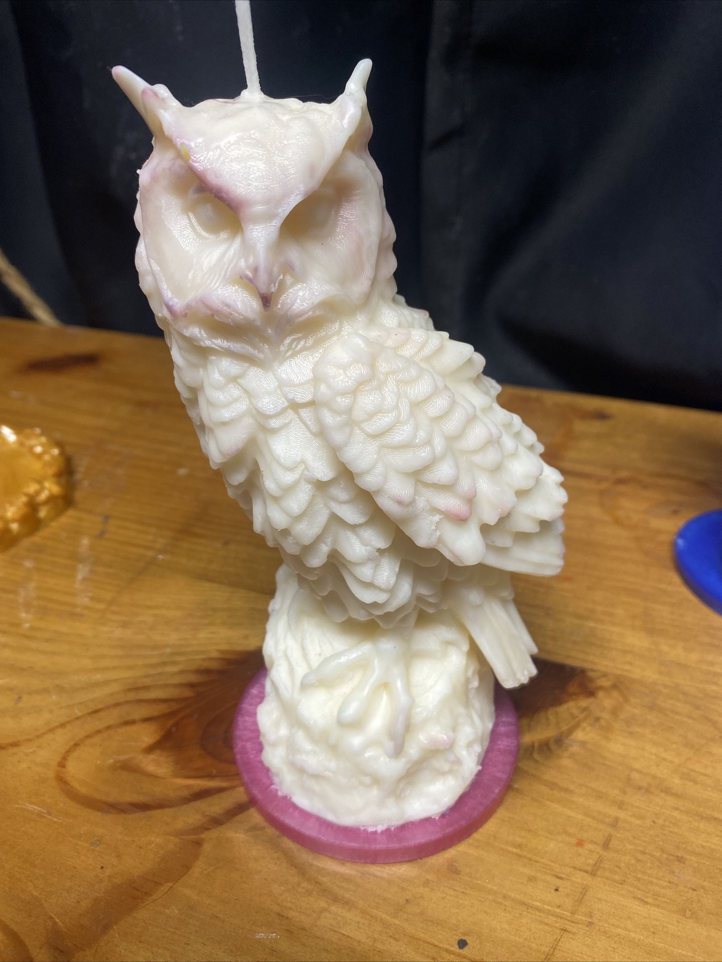 Large Owl Candle Heavily Scented with Sitting Plate