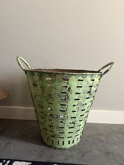 Galvanized Green Olive Bucket Basket