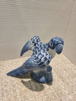 Vintage Hand Painted Porcelain Parrot Figurine