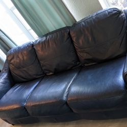 Navy Leather Sofa