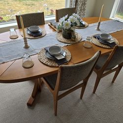 Mid Century Teak Wood Dining Table With 6 Chairs