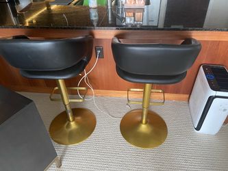 BAR CHAIRS STOOLS ADJUSTABLE BLACK / GOLD