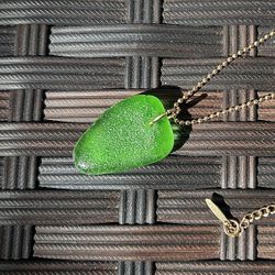 Green Sea Glass GET BACK surf Necklace 