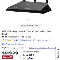 Netgear - Nighthawk R7000 AC1900 Wifi Router 