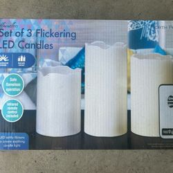 Set of 3 Flickering LED Candles