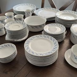 Johann Haviland Blue Danube Dish Set China Lot Serving Plates Coffee Cups Vintage Dishware