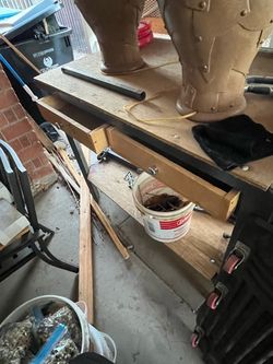 Wooden Workbench with Metal Frame