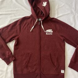 Roots Canada Hoodie Jacket Outerwear Sweatshirt Pullover Burgundy Men Large L