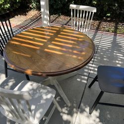 Round Antique Countrystyle Rustic Table Pottery Barn Style
