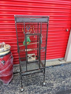 Large Bird Cage on Wheels with Accessories