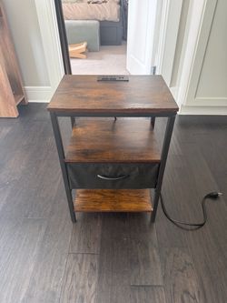 Rustic Brown and Black Nightstand/Side Table
