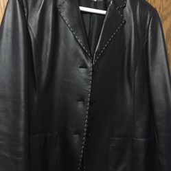 Leather Black Suit coat jacket