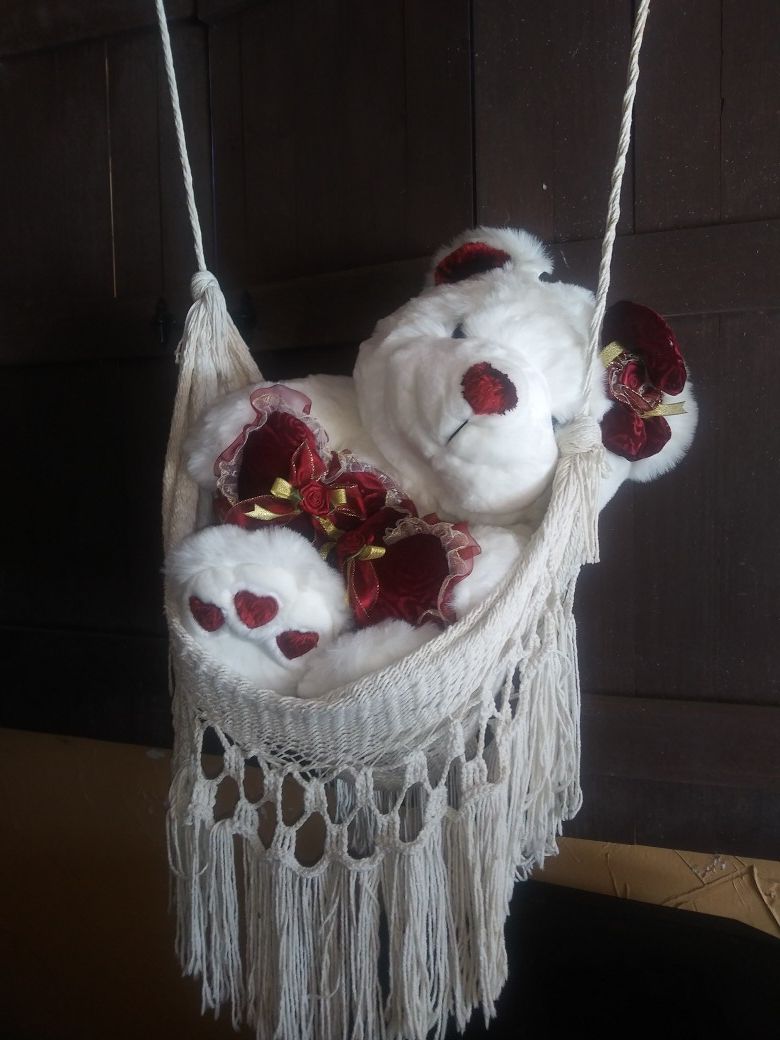 Madame hammock and Teddy Bear doll. 23" h