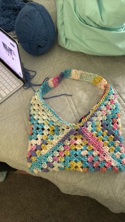Handmade crocheted purse with pocket