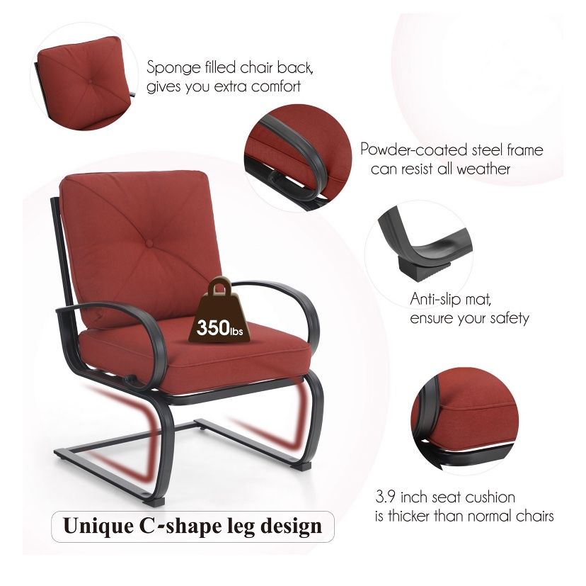 MF Studio Set Of 2 C-spring cushion padded bistro chairs
