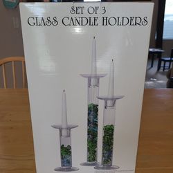 Set of 3 Glass Candle Holders