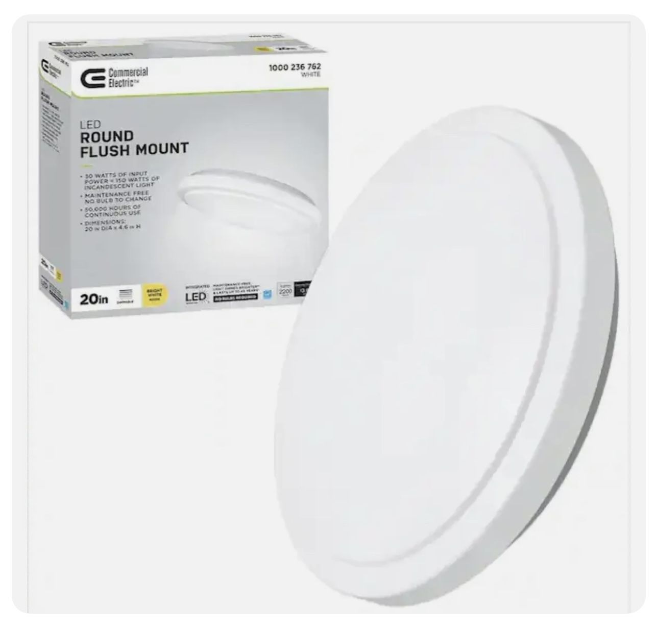 Commercial Electric 20 Inch Round Flush Mount LED Puff Light (Listing For 2 Lights)