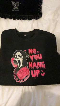 Ghostface 'No You Hang Up' Black Graphic Sweatshirt small women small men  $10 each