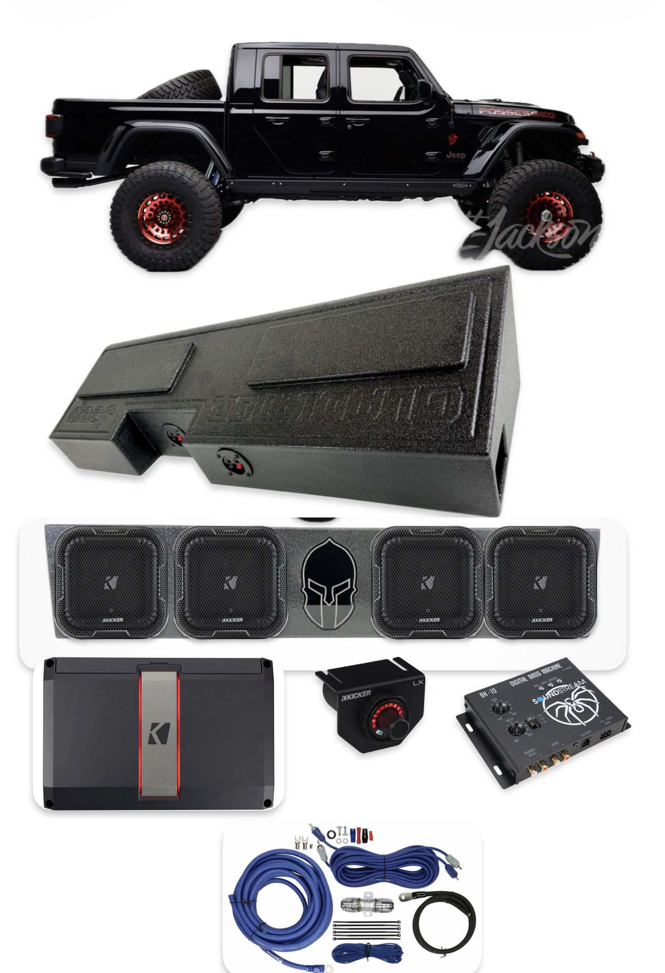 JEEP GLADIATOR POWERFUL BASS PACKAGE KICKER AUDIO INSTALLED