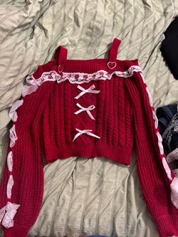 Red Lace knitted sweater