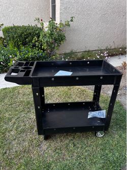 Heavy Duty Commercial Grade 2 Shelf Utility Cart Tool Cart w/ Wheels Rolling Tool Trolley 40”x17.5”