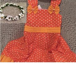 NWT 2T Boutique Orange Polka Dot Dress Outfit