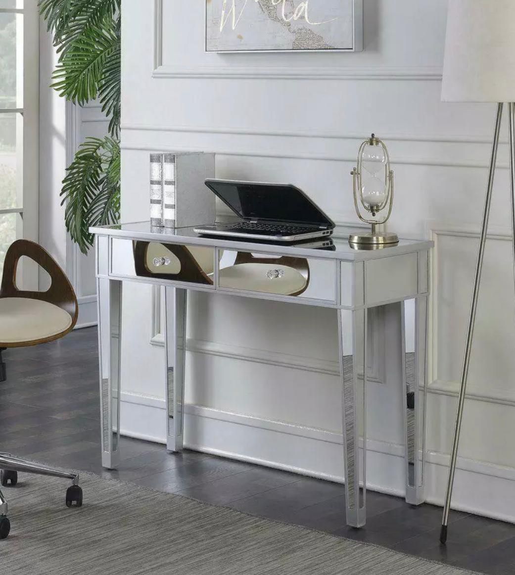 New Silver Mirrored Console Entry Table Vanity Desk