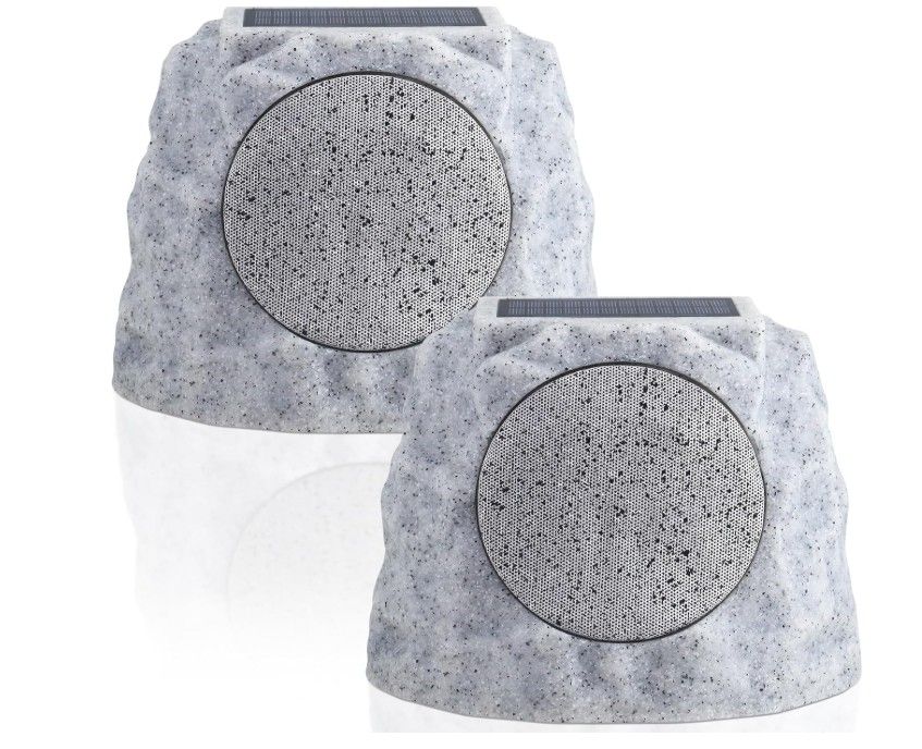2-Pack Solar Rock Bluetooth Speakers – Outdoor Waterproof Garden Set