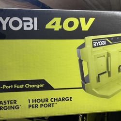 Ryobi 40volt 3 Port Charger 1 Hour Charge Port