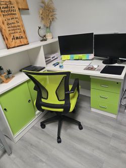 Modern L-Shaped Desk + Ergonomic Chair – Complete Office Setup for sale