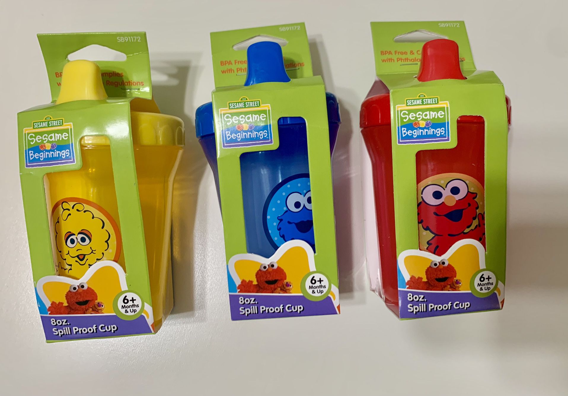 Sesame Street Sesame Beginnings 8oz. Spill Proof Cups - Big Bird, Cookie  Monster and Elmo (3-Pack), Multicolored