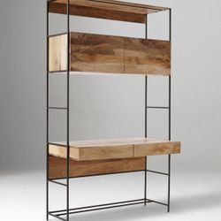 Industrial Modular Wall Desk / Bookshelf – Solid Wood & Metal (49”)