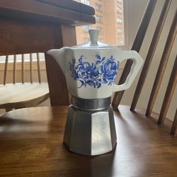 Vintage Ceramic Floral Top Espresso Coffee Maker - Flory Express - Made in Italy