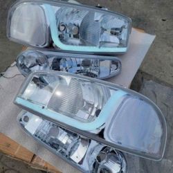 01-06 Gmc Sierra Yukon Denali LED DRL Headlights Luces Micas Calaveras Faros Faroles Focos Headlamps 