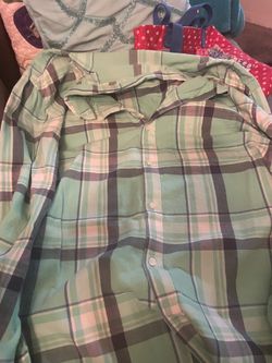 Old navy Mint Green Plaid Button Down Collared Shirt