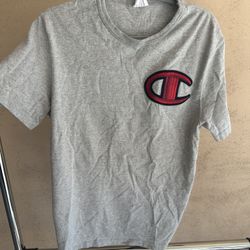 Champion Big Embroidered Logo Shirt Heather Grey Size M