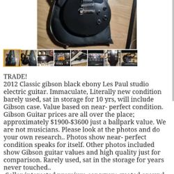 Classic 2012 Les Paul Gibson Black Ebony Guitar 