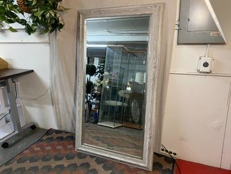 Large Rectangular Weathered Grey Beveled Mirror