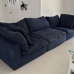 Cloud-Style Sectional Sofa – 5 Piece Set (Navy Blue)