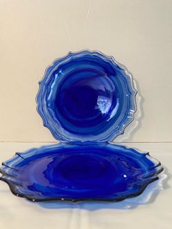 Blue Glass Plates Set of 2
