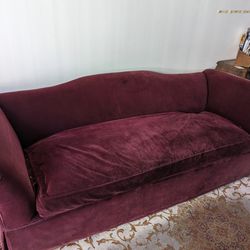 Vintage Red Velvet Goose Down Couch
