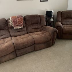 Microfiber Couch And Rocker Recliner