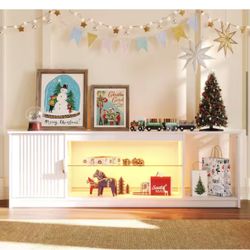 57 in. Glossy White Fluted TV Stand Fits TV Up to 65 in. Entertainment Center