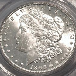 1893 CC $1 Morgan Silver Dollar, Uncirculated Scarce Date Carson City