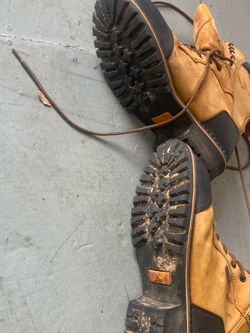 Size 12 M STEEL TOE LEATHER GOES half calf