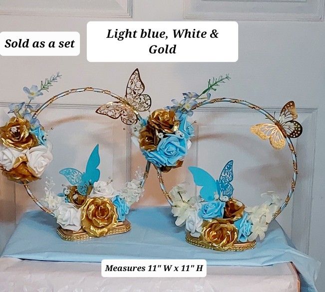 Set Of 2 BUTTERFLY HOOP CENTERPIECE, Wedding, Quinceanera, Baby Shower Decor