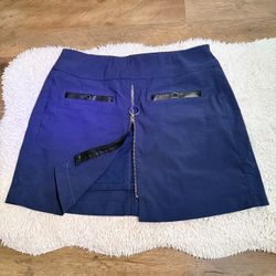 Blue Mini Skirt with Front Zipper