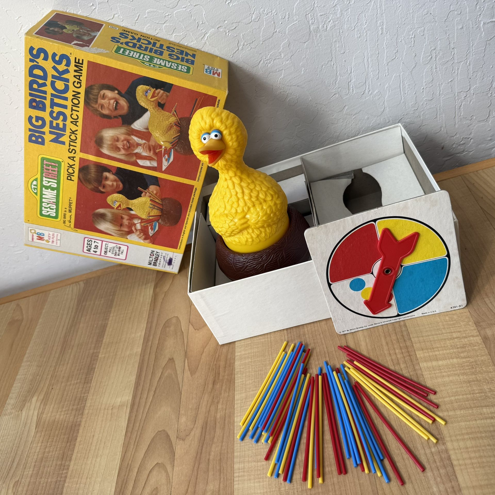Vintage 1977 Milton Bradley Sesame Street Big Bird’s Nesticks Action Game