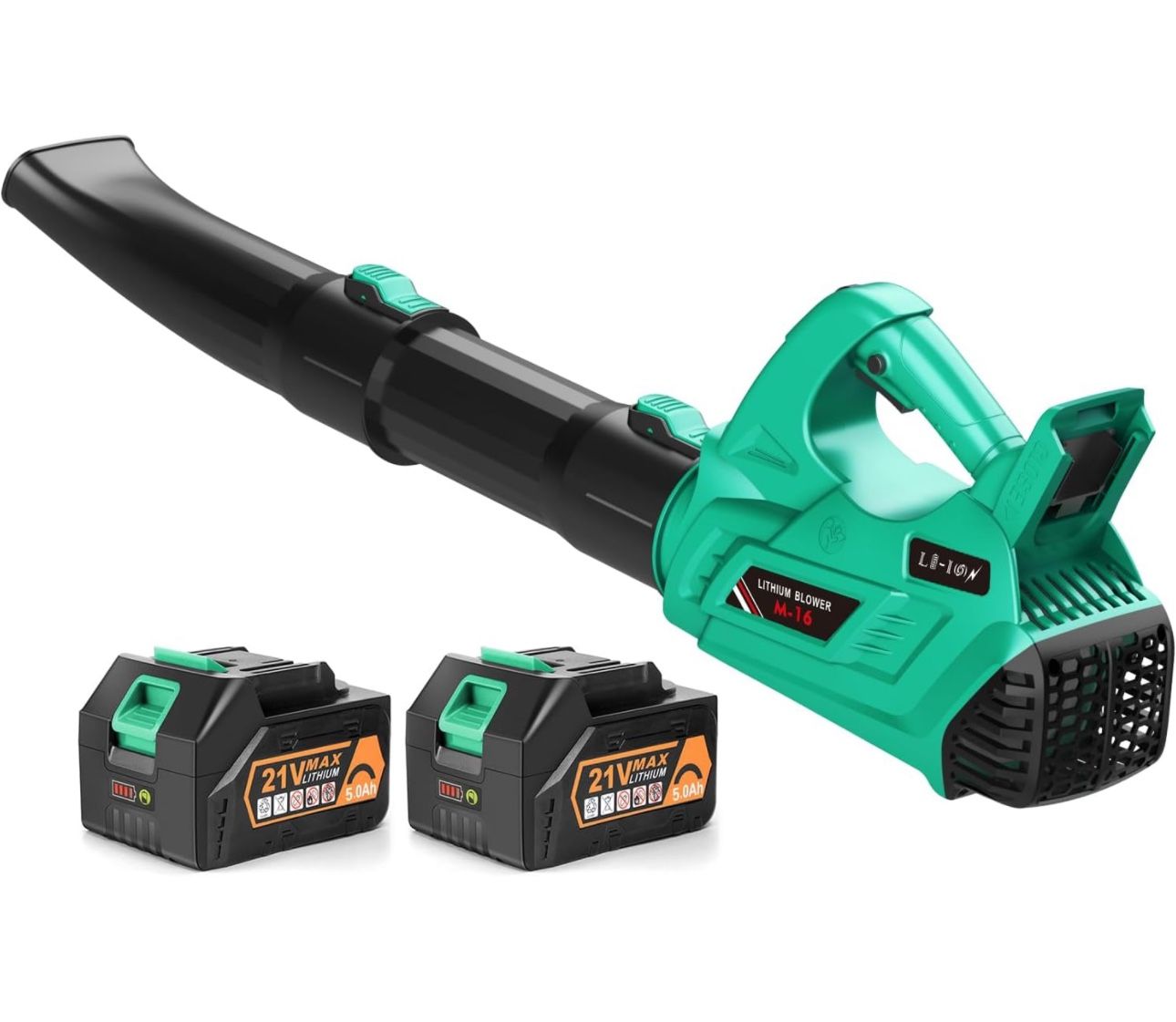 Leaf Blower - 320CFM 180MPH 21V Leaf Blower Cordless with 2 X 5.0 Ah Battery & Charger, Electric Leaf Blower Battery Powered Leaf Blower Lightweight