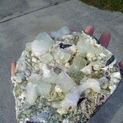 Green Apophyllite & Stilbite Mineral Specimen